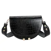 Women Bag Fashion Half Round Shoulder Bag Crossbody Bag Crocodile Pattern Female Handbags PU Messenger Bag