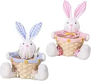WATIIFUFU 2pcs Small Baskets for Favors Figurine Adults Premade Candy Decorated Basket Party Theme Storage for Buckets Fluffy Wicker Plush