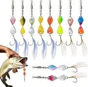 Saltwater Spoon Bait, Trout Spoons Bait for Bait | 10x Spinner Swimbait with Hook and Feather | Accessories for Lure, Artificial Bass Baits for Water Water