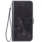 For iPhone 11 Pro Max Case, Four Leaf Clover PU Leather Wallet Cover, Black