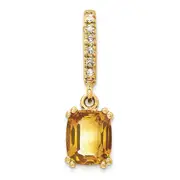 14K Yellow Gold Real Diamond and Citrine Pendant