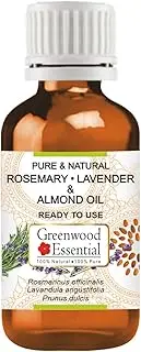 Greenwood Essential Rosemary Lavender and Almond Oil for Healthy Hair and Scalp Massage- Pure and Natural 100ml (3.38oz)