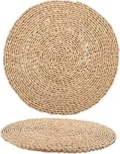 Abaodam 2pcs Round Woven Floor Cushion Japanese Style Floor Cushion Yoga Floor Pillow for Tatami Home Meditation Mat Sitting Pad
