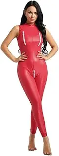 [GRRKDFQ] Women'S Lingerie Sets Sleeveless Zipper Bust And Crotch Bodysuit