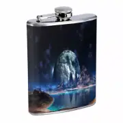Space Planet Sea Em1 Flask 8oz Stainless Steel Hip Drinking Whiskey