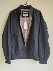 NEW Ben Sherman Bomber Jacket Mens Small Black Harrington Plaid Lining MSRP $99