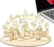 Christmas Nativity Scene - Wooden Stable Decoration, Religious Christmas Scene | Scenes Set for Home Decorations, Hand Painted Nativity Figures for Christmas Decoration