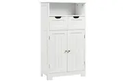 Costway Bathroom Floor Cabinet Toilet Storage Cupboard Wooden Laundry Organizer White