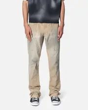 [MNML] Mnml B644 Flare Burnt Cowboy Denim Jeans Black/brown - Size 30 30 Black/Brown