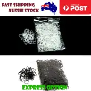 1000x Hair Bands Rubber Elastic Bands Transparent/Black Mini
