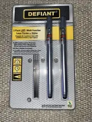 NEW DEFIANT 2 PACK LASER POINTER STYLUS BALL POINT PEN SMARTPHONES & TABLETS ED1