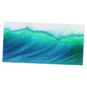 Blue Wave Art, Frameless Tempered Glass Panel, Contemporary Wall Decor Ready