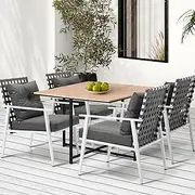 Livsip Outdoor Dining Set 5PC Patio Furniture Garden Rattan White Chairs Setting