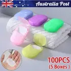 100pcs Portable Washing Slice Sheets Hand Bath Travel Scented Foam Paper Soap