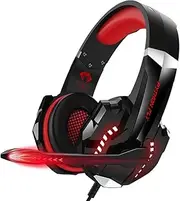 G9000pro Gaming Headset with Noise Isolating 120-degree Adjustable Mic 40mm Driver Unit Wide Compatibility Red Red