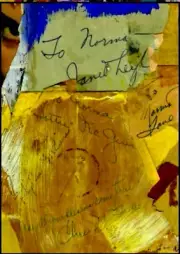 TO NORMA -- COLLAGE WITH AUTOGRAPHS OF JANET LEIGH & TWO OF THE MCGUIRE SISTERS