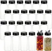 24 Pack 3.5 oz Square Plastic Spice Jars,Seasoning Containers with Black