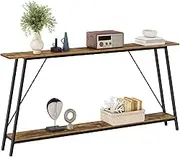 YATINEY Console Table, 71" 2-Tier Sofa Tables, Narrow Entryway Table, Behind Couch Hallway Table Skinny for Entryway, Living Room, Foyer, Rustic Brown and Black CT18BR