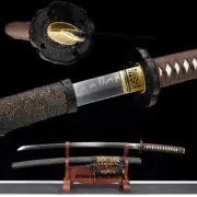 Curved Japanese Tachi Sword Brown Katana Cavalry Horse T10 Carbon Steel Samurai