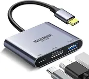 Shuomeng USB C to HDMI Adapter (4K@60Hz) 3-in-1 Multiport AV Converter with USB C, USB 3.0 and HDMI Ports Compatible with MacBook Pro/Air, Switch, steam Deck, rog Ally iPhone, iPad Pro, Galaxy, etc.