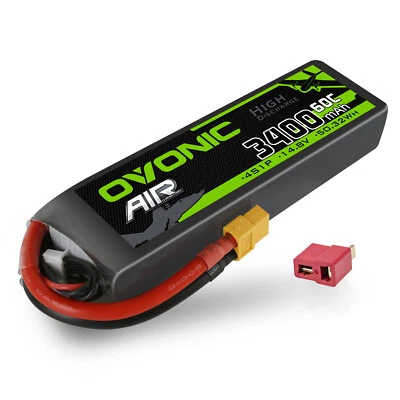 Ovonic 14.8V 4S 60C 3400mAh Lipo Battery XT60+T Plug For RC Airplane EDF Jets