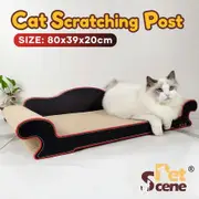 Cat Scratching Post Pet Bed Scratcher Toy Corrugated Cardboard Furniture Couch Sofa Shape Pad Indoor Kitten Nest Play Lounge 80 x 39 x 20cm