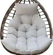 Outdoor Rattan Hanging Egg Chair with Swing Stand for Bedroom Balcony Gray 105X90cm