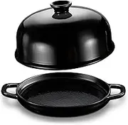 Bread Oven, Sourdough Pan with Lid and Handles, Enameled Cast Iron Pan and Ceramic Lid, For Baking, Cooking, Roasting, Black