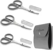 Stainless Steel Mustache Beard Facial Nose Hair Trimming Scissor Set with Safety