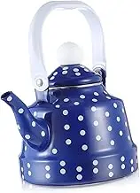 WEKADRIN Classic Dots Enamel Teapot with Ergonomic Handle Kettle for Home Office Compatible with Induction Gas Electric Stoves Quick Heating with Tight Fitting Lid