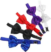 [Beavorty] 5PCS Sequin Bow Tie for Men Women Creative Clothing Accessories for Parties Weddings Birthdays Special Events Red Purple Blue Black