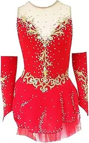 [Zagitova] Ice Skating Dress for Women Rhinestone Decals Ballet Dance Leotard Shiny Rhinestones Lyrcial Dresses