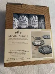 DMC Mindful Making The Mandala Coasters Crochet Kit Blue Unused Complete