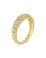 Aqua Pave Dome Band Ring in 14K Gold Plated Sterling Silver - Exclusive