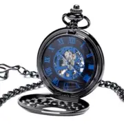 Men's Smooth Case Mechanical Pocket Watch Vintage with Fob Chain Hand Winding