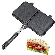 Grill Sandwich Maker | Double Panel Stove Sandwich Toaster With Handle,Non-Stick Frying Pan, Stove Grill Pan, Bread Toaster, BBQ Accessories For Camping BBQs