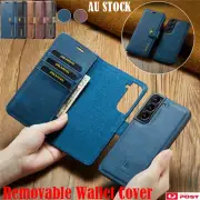 For Samsung S25 S24 FE S23 S22 Plus Note 20 Removable Leather Wallet Case Cover
