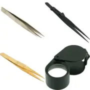 Precision Micro Forceps Tweezers Set Gem Diamond Brass Watchmakers Repair Loupe