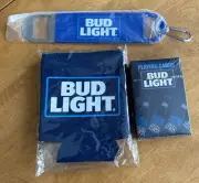 BUD LIGHT BUNDLE Playing Cards, Bottle Opener & 2-Pack Beer Sleeves. New.