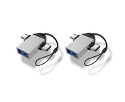 Bluebird 2Pcs USB 3.0 Female to Type-C Micro USB Male Connector Data Sync OTG Adapter-Silver