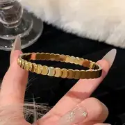 Rhinestone / Metallic Bangle Fishskin - Gold - One Size