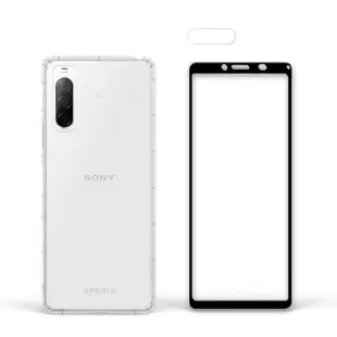 T.G SONY Xperia 10 II 手機保護超值3件組(透明空壓殼+鋼化膜+鏡頭貼)