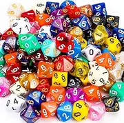 Polyhedral Dice Set with Black Pouch Polyhedral Dice Compatible with RPG MTG Table Games Multi Colored Assortment (10 Sided Style, 200 Pieces)
