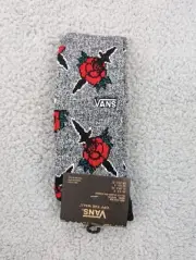 Vans Crew Socks Mens Womens 6.5-9 Gray Red Sword Rose All Over Print Athletic