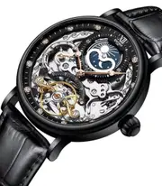 Skeleton Watches Mechanical Automatic Watch Men-Black
