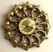 Vintage Mid Century Suroco Atomic Sunburst Key Wind 8 Day Wall Clock Works Great