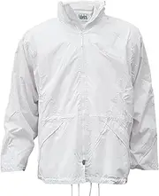 [Cathedral Products] Cathedral Mens White Bowls 100% Waterproof Towelling Lined Bowling Rain Jacket Full Length Double Zip With Concealed Foldaway Hood Pockets & Storm Cuffs