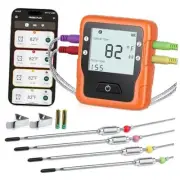 500ft Wireless Meat Thermometer, 4 Probes Bluetooth Meat Thermometer Yellow