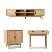 Rattan Living Package | 180CM TV Cabinet, Console Table with Drawers & Buffet Sideboard Cabinet