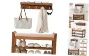 Shoe Rack for Front Door Entrance, 28” Entryway Bench with Coat Rack, Hall